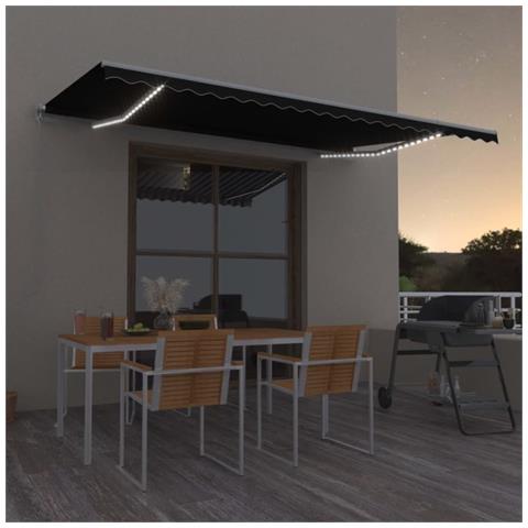 Tenda da Sole Retrattile Manuale con LED 500x300 cm Antracite - Foto 7