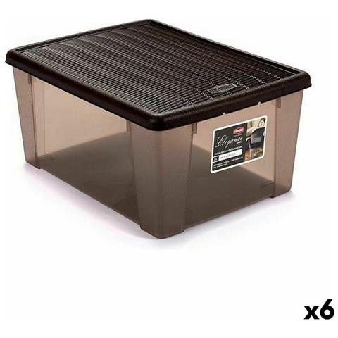 Scatola Portaoggetti Con Coperchio Stefanplast Elegance Marrone Plastica 15 L 29 X 17 X 39 Cm (6 Unità) - Foto 1