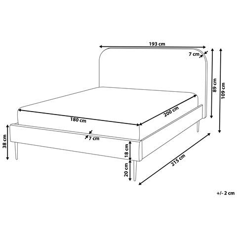 Letto Velluto Flayat 180 X 200 Cm Beige Chiaro - Foto 2