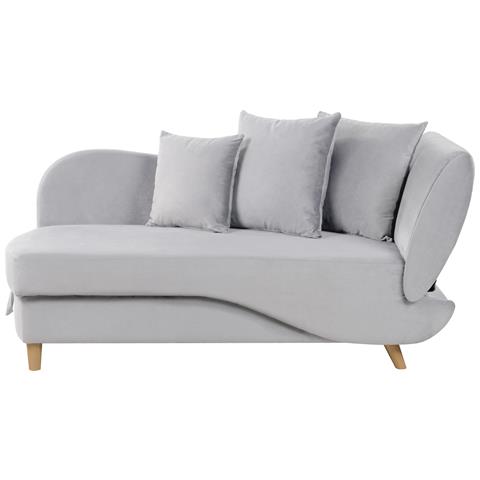 Chaise Longue Versione Destra Meri Velluto Grigio Chiaro Con Contenitore - Foto 2