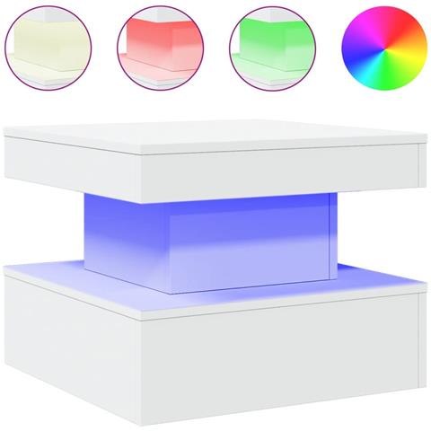Tavolino Da Salotto Con Luci Led Bianco 50x50x40 Cm - Foto 2