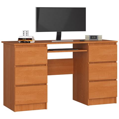 Scrivania per computer A11, 6 cassetti, 135x50x77 cm, Colore Ontano - Foto 1