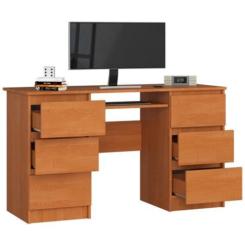 Scrivania per computer A11, 6 cassetti, 135x50x77 cm, Colore Ontano - Foto 2