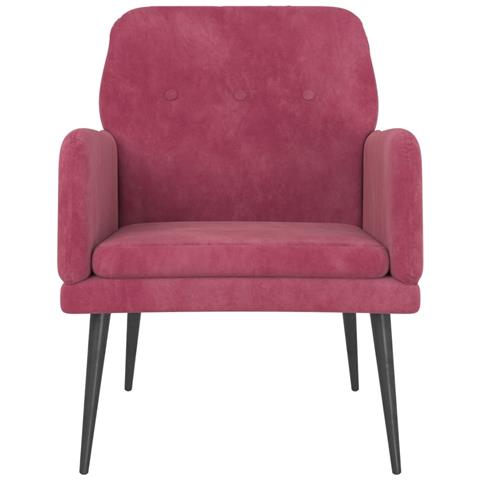 Poltrona Rosso Vino 62x79x79 Cm Velluto - Foto 3