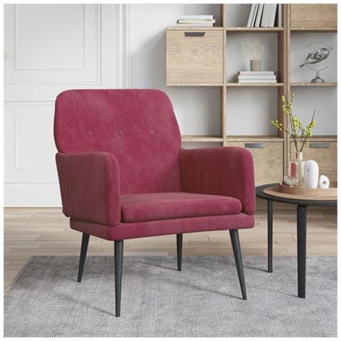 Poltrona Rosso Vino 62x79x79 Cm Velluto - Foto 1