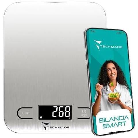 Bilancia Da Cucina Digitale Smart 5kg Con App Techmade Tm-kt630lb Acciaio - Foto 1