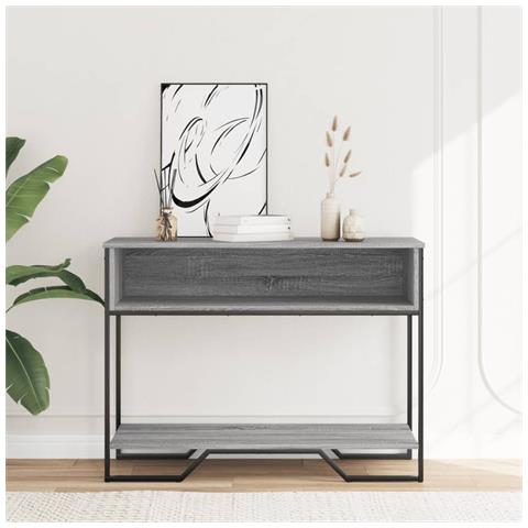 Tavolo Consolle Grigio Sonoma 100x35x74,5 Cm In Truciolato - Foto 3
