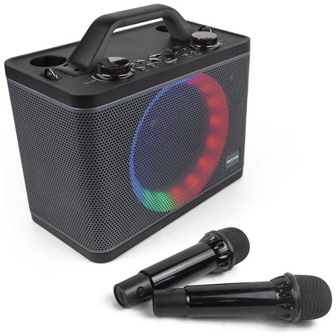 The Voice Karaoke Portatile Con Microfono - Bluetooth, Luci LED, 4W, Batteria Ricaricabile, Rosso/Nero - Foto 8