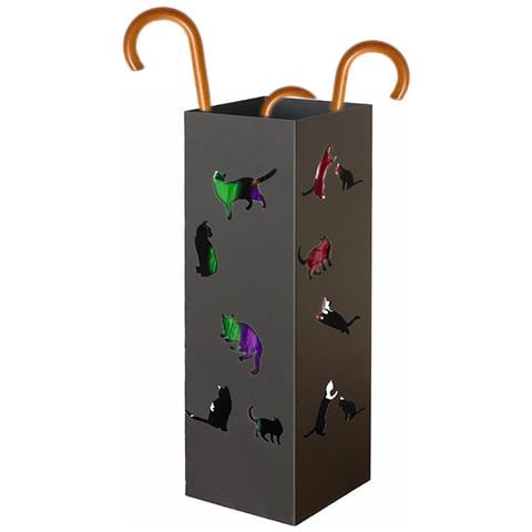 Portaombrelli Nero Per Ingresso Design Gatti Porta Ombrelli 15.5 X 15.5 X 49 Cm - Foto 1