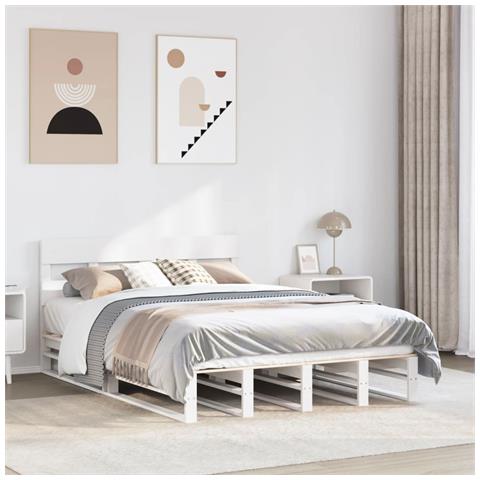 Letto Senza Materasso Bianco 120x200 Cm Legno Massello Di Pino - Foto 1
