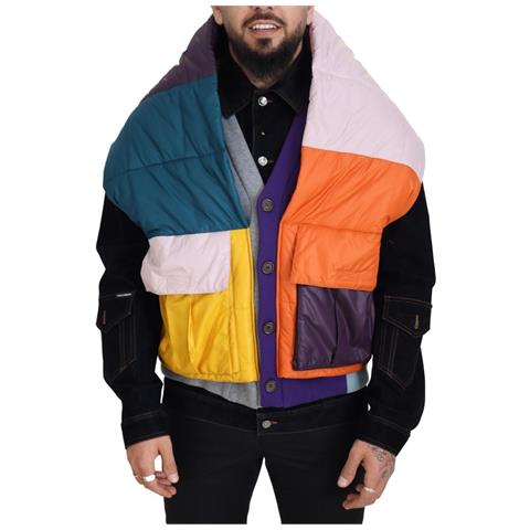 Piumino Abbottonato In Denim Patchwork Multicolor - It48 - M - Foto 1