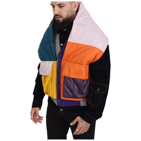 Piumino Abbottonato In Denim Patchwork Multicolor - It48 - M - Foto 2