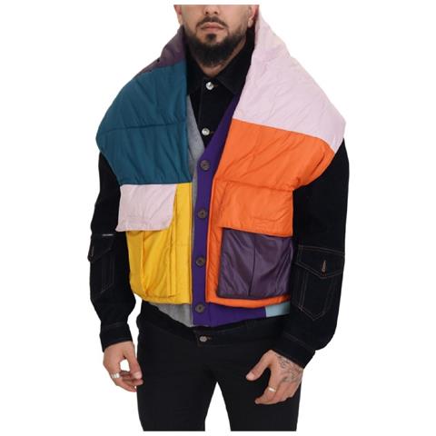 Piumino Abbottonato In Denim Patchwork Multicolor - It48 - M - Foto 5