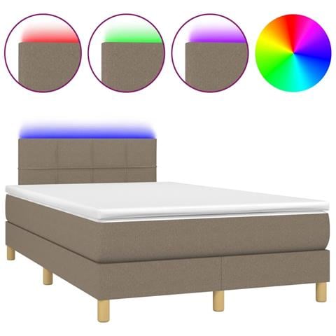 Letto a Molle con Materasso e LED Tortora 120x200cm in Tessuto - Foto 1