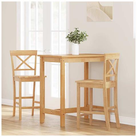 Sgabelli Da Bar 2 Pz Naturale Legno Massello Di Hevea - Foto 10