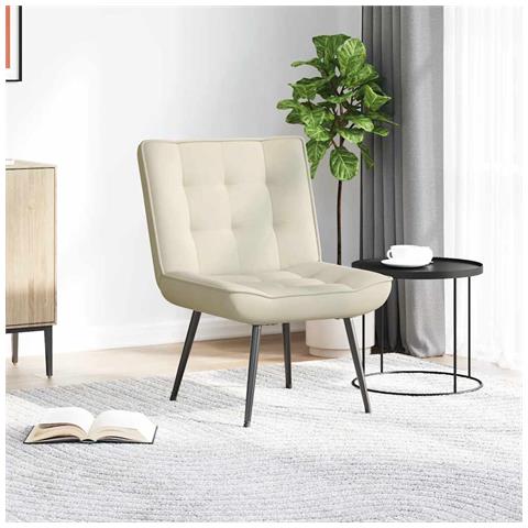 Poltrona Relax 64x74x84 Cm Crema In Velluto - Foto 3