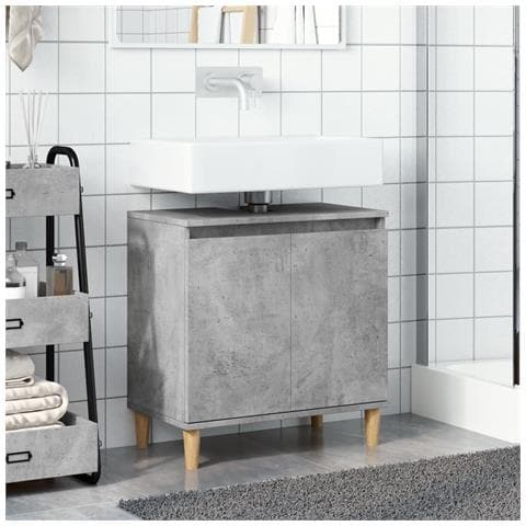 Mobile Lavabo Grigio Cemento 58x33x60 Cm In Legno Multistrato - Foto 3