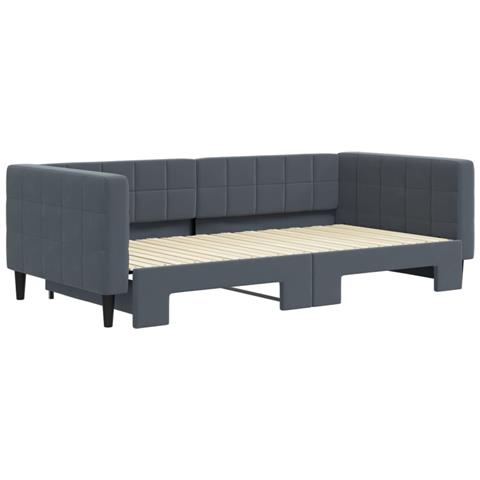 Divano Letto Con Letto Estraibile Grigio Scuro 100x200 Velluto - Foto 3