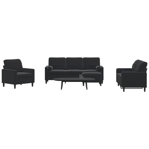 Set Di Divani 4 Pz Con Cuscini E Rinforzi Nero In Velluto - Foto 1