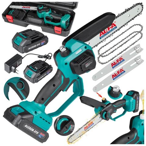 Motosega A Batteria Da 8 Pollici Con Sistema Di Lubrificazione Della Catena 2x Batteria Li-ion 21v 3.0ah Motore Brushless, Mini Motosega Elettrica, Motosega Monomanuale Per Giardino - Foto 1