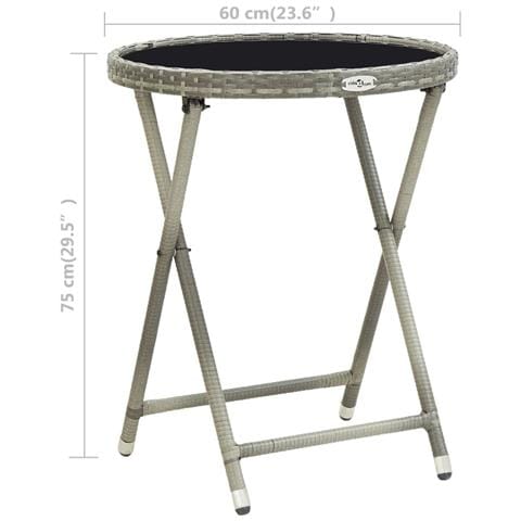 Tavolino Da Caffè Grigio 60 Cm In Polyrattan E Vetro Temperato - Foto 6