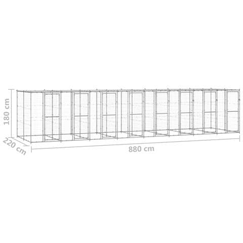 Lusso Casadino - Gabbia Per Cani Da Esterno In Acciaio Zincato Con Tetto 19,36m² - Foto 6
