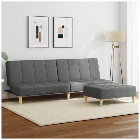 Lusso Casadino - Divano Letto 2 Posti Con Poggiapiedi Grigio Scuro In Tessuto - Foto 8