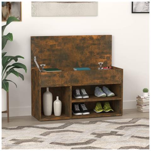 Lusso Casadino -  Scarpiera Rovere Fumo 80x30x45 Cm In Legno Multistrato - Foto 8