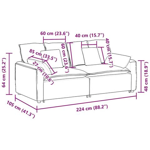 Divano Modulare con Cuscini Crema - Foto 9