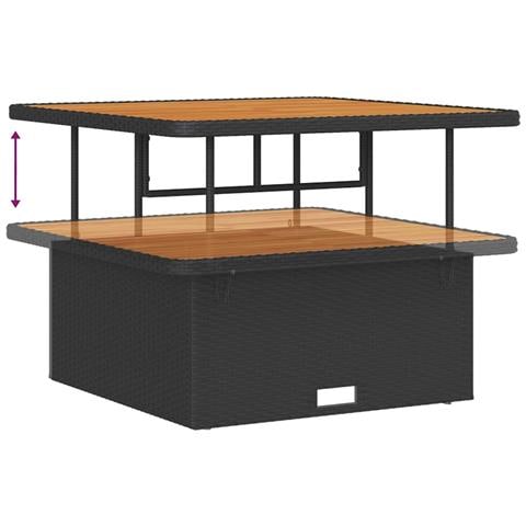 Set Divano da Giardino 8 Pezzi con Cuscini Rattan Nero Acacia, Set da Pranzo da Giardino 3 Pezzi con Cuscini Rattan Nero Acacia - Foto 9