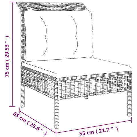 Set Divani da Giardino 6 pz con Cuscini in Polyrattan Grigio - Foto 9