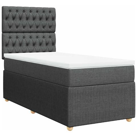 Giroletto a Molle con Materasso Grigio Scuro 80x200 cm Tessuto - Foto 1