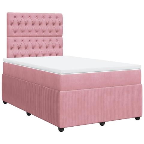 Giroletto a Molle con Materasso Rosa 120x190 cm in Velluto - Foto 1