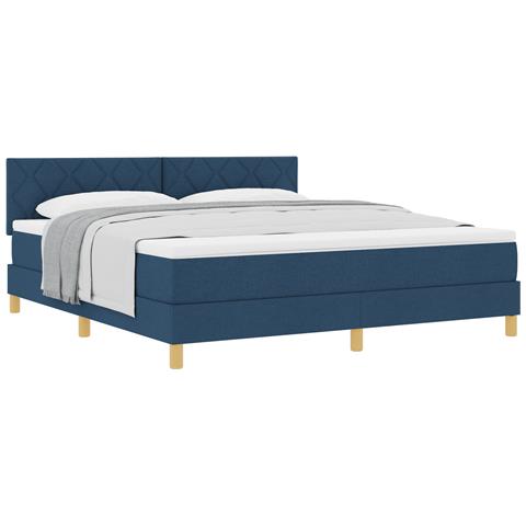 Letto a Rete con Materasso Blu 180x200 cm Tessuto - Foto 1