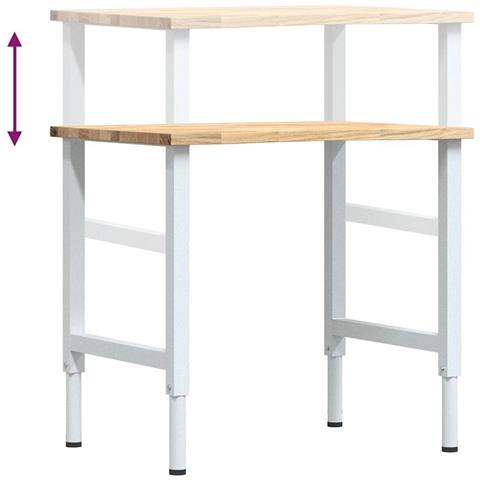 Banco da Lavoro 80x60x(71,5-98) cm Legno Massello Rovere - Foto 9