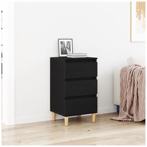 Comodino  Nero Rovere 40x35x70 cm Legno ingegnerizzato - Foto 2