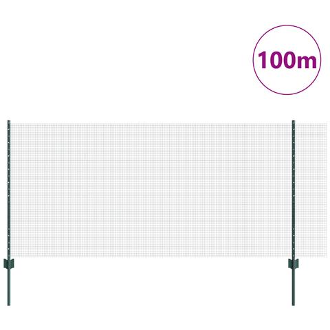 Recinzione in Rete Saldata con 44 Pali U Verde 1x100 m Acciaio - Foto 2