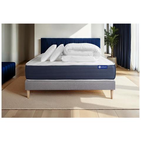 Pacchetto Letto Completo - Materasso 140x190cm + Box Spring Con Doghe (in Kit) + 2 Cuscini + Piumino - Actiflex Sleep - Foto 1