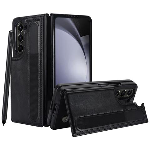 Custodia Pieghevole Con Doppio Cinturino, Porta Penna E Porta Carte Compatibile Con Samsung Z Fold5 - Nera - Foto 1