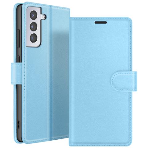 Custodia A Portafoglio Per Galaxy S21 Con Funzione Di Supporto E Linguetta Magnetica, Azzurro - Foto 1