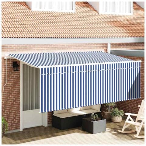 Tenda Retrattile Blu e Bianco 400 x 200 cm Tessuto - Foto 2