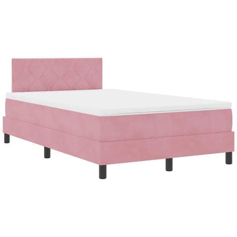 Letto a molle con materasso Rosa 120 x 200 cm Velluto - Foto 1