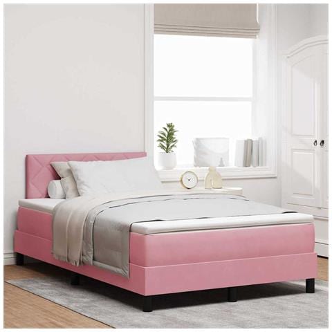 Letto a molle con materasso Rosa 120 x 200 cm Velluto - Foto 2