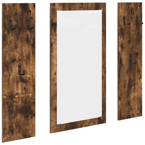 Appendiabiti a muro con specchio Rovere fumo 96 x 1.5 x 90 cm - Foto 1