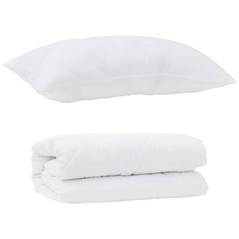 Piumone con Cuscino 2 pcs Bianco 135 x 220 cm Microfibra - Foto 1