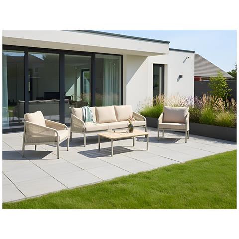 Set Da Giardino Con Tavolo 5 Posti Murato Metallo Beige - Foto 1