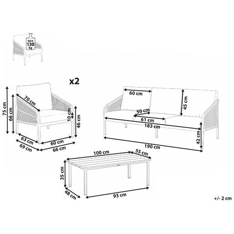 Set Da Giardino Con Tavolo 5 Posti Murato Metallo Beige - Foto 8