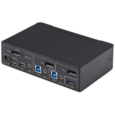 Switch KVM DisplayPort a 2 porte, 4K 60Hz, DP 1.2, gestione EDID, hub USB 3.0 a 2 porte, 4 porte USB HID, conforme TAA - Foto 2
