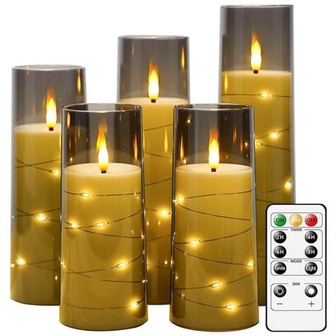 Set Di Candele Led Senza Fiamma Con Telecomando (5pz) - Oro, A Batteria - Foto 2