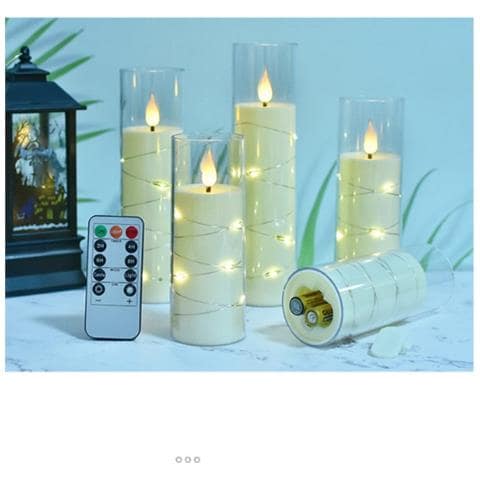 Set Di Candele Led Senza Fiamma Con Telecomando (5pz) - Oro, A Batteria - Foto 6